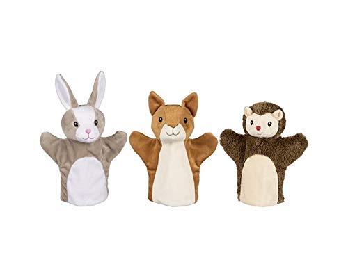 Ameisenkeks® Handpuppen goki 3er Set Eichhörnchen + Hase + Igel aus Stoff von Ameisenkeks