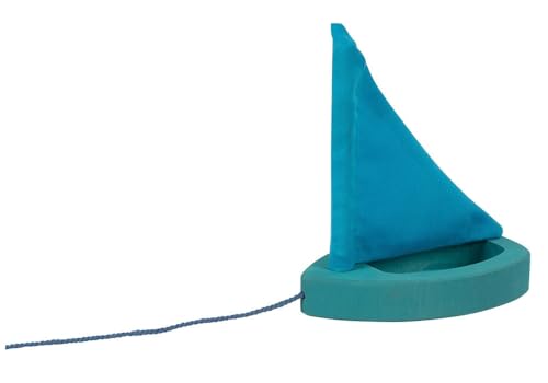 Ameisenkeks® Pfützenschiffchen blau kleines Holzboot für Pfützen Teiche Bäche zum hinterherziehen von Ameisenkeks