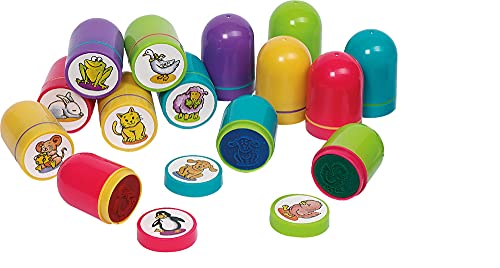 Ameisenkeks® 10 x Stempel Tiermotive Stempelset 10er Set stabil aus Kunststoff Stempelkissen integriert ideal für Kinder, Geburtstag, als Mitgebsel von Ameisenkeks