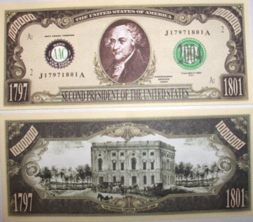 American Art Classics John Adams Million Dollar Bill in Geldscheinhalter zum Sammeln American Art Classics John Adams Million Dollar Bill in Geldscheinhalter zum Sammeln von American Art Classics
