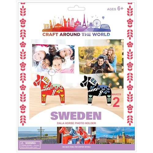 Craft Around The World Fotohalter, schwedisches Dala-Pferd, 2 Stück von American Crafts
