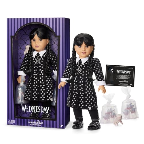 American Girl 45,7 cm große Puppe, Wednesday Addams Sammlerpuppe mit schwarzen Haaren, ab 8 Jahren von American Girl