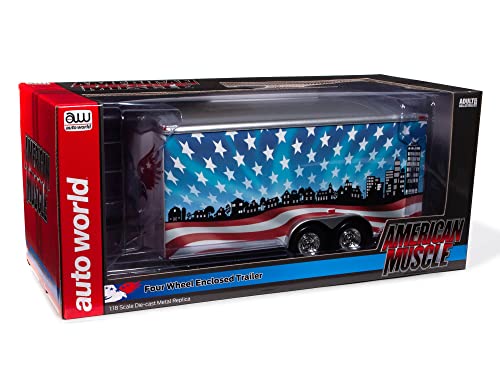 American Muscle Geschlossener Anhänger (Patriotic Brave & Bold) Druckguss im Maßstab 1:18 von American Muscle