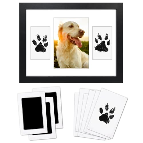 Americanflat Tintenloses Haustier-Pfotenabdruck-Set mit 3 schmutzfreien Stempelkissen, 22,9 x 30,5 cm, Rahmen mit Matte für 3 Öffnungen und bruchfestem Glas, Tischplatte oder Wand, Pfotenabdruck-Set Americanflat Tintenloses Haustier-Pfotenabdruck-Set mit 3 schmutzfreien Stempelkissen, 22,9 x 30,5 cm, Rahmen mit Matte für 3 Öffnungen und bruchfestem Glas, Tischplatte oder Wand, Pfotenabdruck-Set von Americanflat