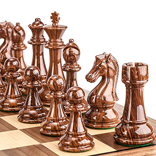 AMEROUS Schachfiguren mit hohem Polymer-Gewicht, mit 10,6 cm großem King – 2 extra Queens – Geschenkpaket, Standard-Turnier-Schachmänner für Schachbrett oder Ersatz fehlender Teile von AMEROUS