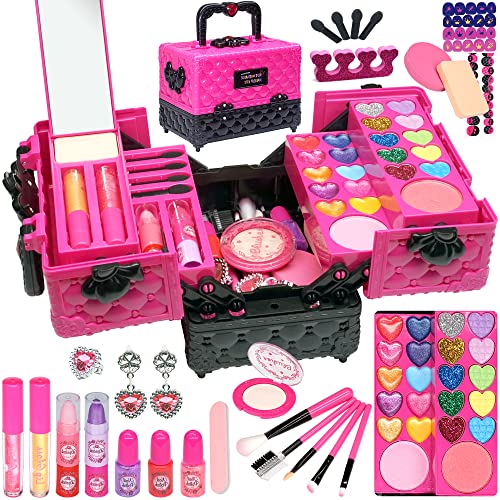 Amerrly Kinderschminke Set Mädchen Spielzeug - Waschbar und Sicher Kinder Schminkset, Prinzessin Schminkkoffer Kinder, Mädchen Spielzeug Alter 4-12, Party Geburtstag Geschenke von Amerrly