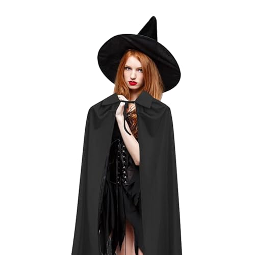 Amesor Halloween-Umhang, Hexenumhang,55 Zoll Zaubererumhang mit Hexenhut - Rollenspiel-Requisiten, Halloween-Kostüm für Jugendliche und Erwachsene, Maskerade, Rollenspiele von Amesor
