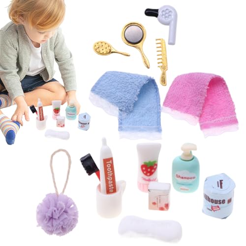 Amesor Puppenhaus-Badezimmerzubehör,Puppenhaus-Zubehör Badezimmer,1:12 Puppenhaus-Badezimmer-Set - Haartrockner, Zahnbürste, Zahnpasta, Kamm-Set für Puppenhaus-Badezimmer-Dekoration Amesor Puppenhaus-Badezimmerzubehör,Puppenhaus-Zubehör Badezimmer,1:12 Puppenhaus-Badezimmer-Set - Haartrockner, Zahnbürste, Zahnpasta, Kamm-Set für Puppenhaus-Badezimmer-Dekoration von Amesor