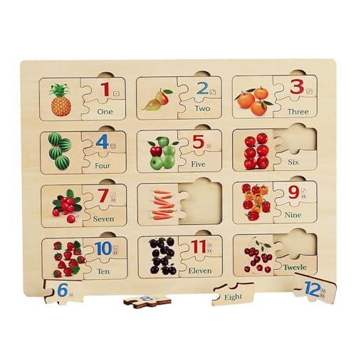 Amesor Zahlenpuzzle aus Holz, Zahlenlernpuzzle für Kleinkinder | Zahlen-Matching-Spiel, kognitives Lernspielzeug - Montessori-Zählspielzeug, Spielspiel, motorische Fähigkeiten, frühes Lernspielzeug von Amesor