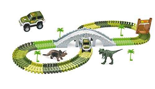 Amewi 100652 Magic Traxx Dino-Park, mit Brücke, MiniSet 108-teilig, Mehrfarbig von Amewi