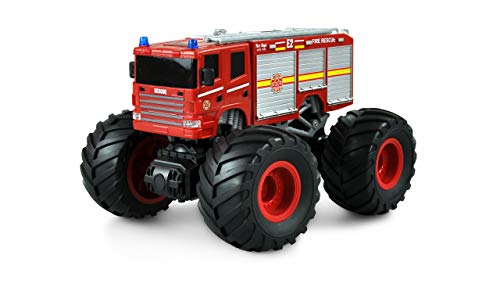 Amewi 22481 Monster Feuerwehr Truck 1:18, ferngesteuert, LED, Beleuchtung, Sound, RTR rot von Amewi