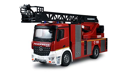 Amewi 22502 Mercedes-Benz Feuerwehr Drehleiterfahrzeug 1:18, RTR, Lizenzfahrzeug, Rot/Weiß von Amewi