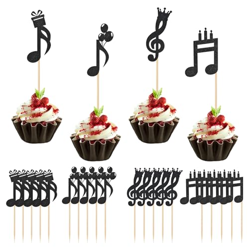 Amexo Musiknoten Ausschnitte Tortendeko 24 Stück Cupcake-Topper mit Musiknoten, Noten Deko, Musik Party Dekorationen Glitzer Kuchen Deko, Musical Symbol Cupcake Toppers für Rock Musikpartys (Schwarz2) Amexo Musiknoten Ausschnitte Tortendeko 24 Stück Cupcake-Topper mit Musiknoten, Noten Deko, Musik Party Dekorationen Glitzer Kuchen Deko, Musical Symbol Cupcake Toppers für Rock Musikpartys (Schwarz2) von Amexo