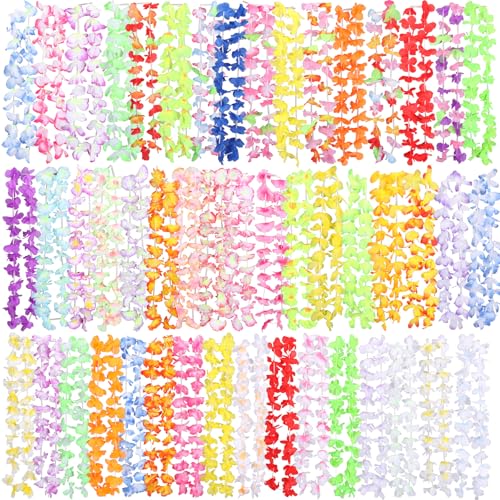 50 Stück Hawaiianische Leis-Party-Dekorationen, 50 Stile Hawaiianische Leis Bulk Hawaii-Blumen-Halskette für tropische Hawaii-Party-Themen-Strandparty-Zubehör, hawaiianische Nachtbar, Luau, Aloha 50 Stück Hawaiianische Leis-Party-Dekorationen, 50 Stile Hawaiianische Leis Bulk Hawaii-Blumen-Halskette für tropische Hawaii-Party-Themen-Strandparty-Zubehör, hawaiianische Nachtbar, Luau, Aloha von Amicably