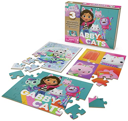 Gabby’s Dollhouse Holzpuzzle-Sammlung, 3 miau-tastische Puzzle-Motive mit stabiler Holzbox zur Aufbewahrung, jedes Motive besteht aus 24 Teilen, Puzzle-Spaß für alle Gabby-Fans ab 3 Jahren Gabby’s Dollhouse Holzpuzzle-Sammlung, 3 miau-tastische Puzzle-Motive mit stabiler Holzbox zur Aufbewahrung, jedes Motive besteht aus 24 Teilen, Puzzle-Spaß für alle Gabby-Fans ab 3 Jahren von Spin Master Games