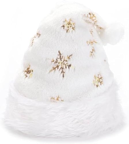 Amlhy Plüsch-Weihnachtsmütze, Schneeflocken-Muster, Kopfbedeckung, Weihnachtsmann-Mütze für Weihnachten, Party Amlhy Plüsch-Weihnachtsmütze, Schneeflocken-Muster, Kopfbedeckung, Weihnachtsmann-Mütze für Weihnachten, Party von Amlhy