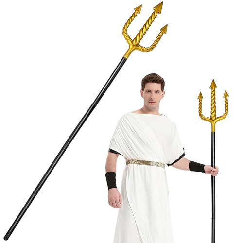 Amlisia 152CM Gold Dreizack, Prop Teufel Pitchfork Staff Spielzeug König Neptun Kostüm Zubehör für Erwachsene Kinder Karneval Mottoparty Cosplay (Black) von Amlisia
