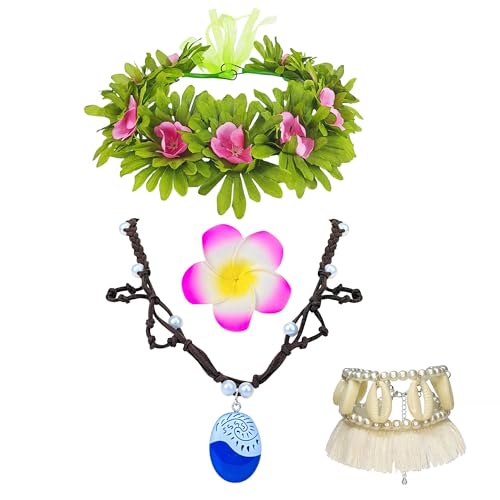 Amlisia Prinzessin Kostüm Mädchen, Vaiana Kostüm Zubehör mit Vaiana Halskette Blumenkrone Halskette Blumenclip Princess Verkleidung für Karneval Halloween Geburtstag Party Amlisia Prinzessin Kostüm Mädchen, Vaiana Kostüm Zubehör mit Vaiana Halskette Blumenkrone Halskette Blumenclip Princess Verkleidung für Karneval Halloween Geburtstag Party von Amlisia