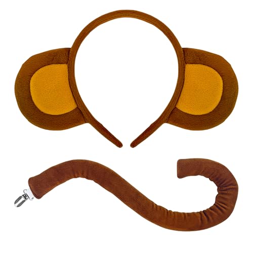 Amlisia Affen Kostüm Set, Affen Ohren Und Schwanz Affenkostüm mit Schwanz Stirnband Tierkostüm für Erwachsene Halloween Karneval Party Amlisia Affen Kostüm Set, Affen Ohren Und Schwanz Affenkostüm mit Schwanz Stirnband Tierkostüm für Erwachsene Halloween Karneval Party von Amlisia