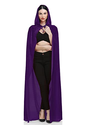 Ammiko Samt-Umhang, Unisex, Umhang mit Kapuze, Halloween-Kostüm, Kapuzenumhang für Erwachsene, Vampir-Hexenumhang für Damen und Herren, Violett, S Ammiko Samt-Umhang, Unisex, Umhang mit Kapuze, Halloween-Kostüm, Kapuzenumhang für Erwachsene, Vampir-Hexenumhang für Damen und Herren, Violett, S von Ammiko