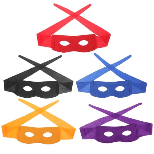 5 Stück Superhelden-Augenmasken, Schwarz, Halbmaske, Kostüm, Masken, Halloween-Kostüm, Cosplay-Masken von Amosfun