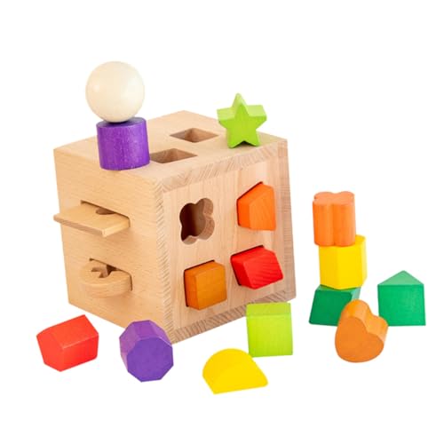 Amosfun 1 Satz 17-Loch-intelligenzbox Holzblöcke Mit Geometrischer Form Spielzeug Für Die Frühe Bildung Formsortierer Spielzeug Shape-sortierer-blöcke Baby Streichhölzer Hölzern Puzzle von Amosfun