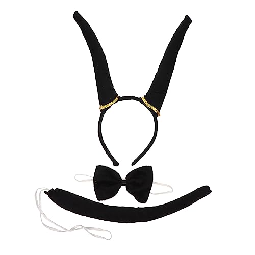 Amosfun 1 Satz Antilopenhorn dreiteiliges Set Cosplay Fursuit Tier-Stirnband- -Kit Karikatur tierhaarreifen tierkostüme Stirnband mit Tierhörnern Halloween-Kopfschmuck Plastik Black von Amosfun