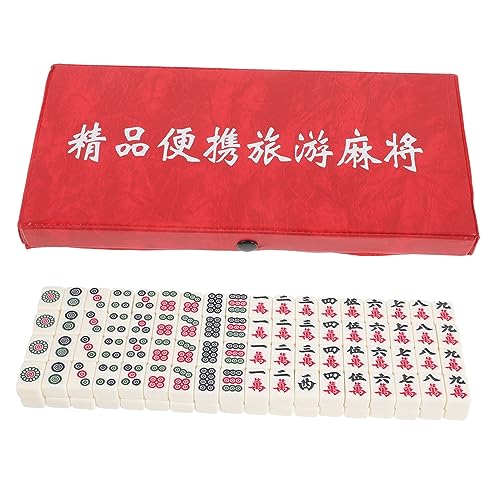 Amosfun 1 Satz Reise-Mahjong-Melaminfliesen Chinesische traditionelle Mahjong-Spiele Requisiten für Reisespiele Spielzeug Mahjong-Kit zartes Mini-Mahjong empfindlich Spiel Requisiten China von Amosfun