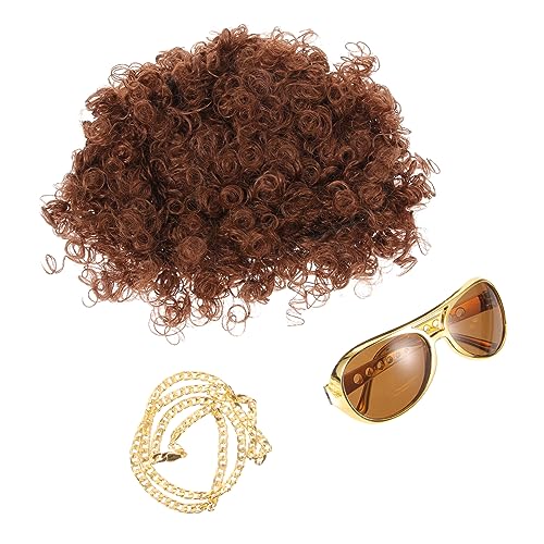 Amosfun 1 Satz Disco Perückengläseranzug Zubehör Sonnenbrille Partys aufdecken Party -Requisiten farbenfrohe Perücken Kostüm lustige Perücken Disco-Schmuck Festival-Accessoires p Seide von Amosfun