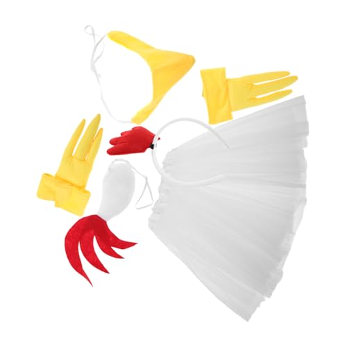 Amosfun 1 Satz Kostümset Huhn für Frauen Teiliges Set mit Hühnerkopfbedeckung und Tutu Rock Perfektes Cosplay Accessoire für Halloween und Festlichkeiten Auffälliges Design für Jede Feier von Amosfun
