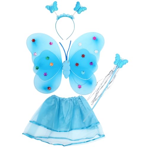 Amosfun 1 Satz Halloween kostüm Halloween Costume Schmetterlings-Feenstäbe Schmetterling Cosplay Rock Schmetterlings-Stirnband für Cosplay leuchtendes Schmetterlingskostüm Mädchen von Amosfun