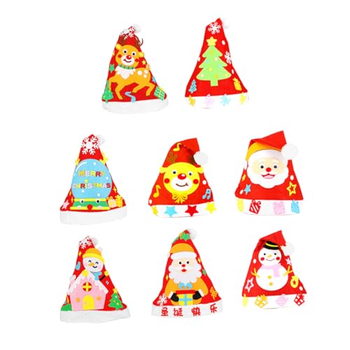 Amosfun 1 Set 8 Teiliger Weihnachtshut Zum Selbermachen Weihnachts DIY Set Stoff Weihnachtshut Bastelhüte DIY Hut Kits Weihnachtsdiademe Und Bastelarbeiten Für von Amosfun