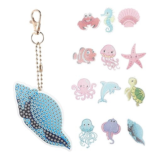 Amosfun 1 Set DIY doppelseitiges Diamant-Kunst-Schlüsselanhänger-Set, Strass-Anhänger für Taschen, schicker Schlüsselanhänger, Handwerk für Frauen, ansprechende Bastelaktivität für alle Altersgruppen von Amosfun