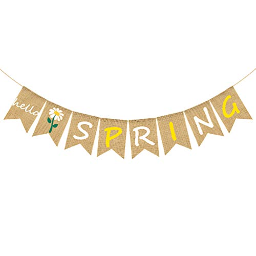 Amosfun 1 Set Hello Spring Banner Jute, rustikale Frühlingsgirlande Frühling Kamin hängende Wimpelkette Dekorationen für Innen Außen Kamin Amosfun 1 Set Hello Spring Banner Jute, rustikale Frühlingsgirlande Frühling Kamin hängende Wimpelkette Dekorationen für Innen Außen Kamin von Amosfun