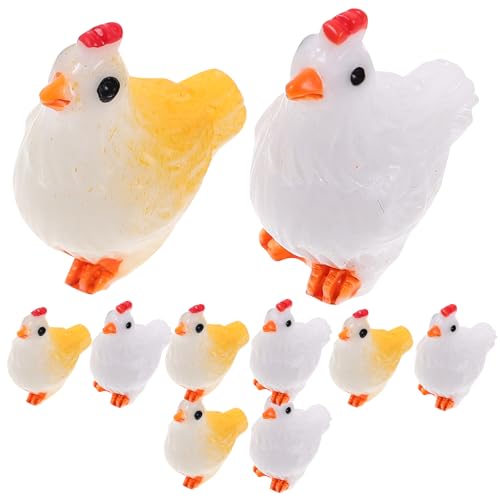 Amosfun Miniatur Huhn Figurine Set Landschaft Ornament Huhn Statue Für Wohnkultur von Amosfun
