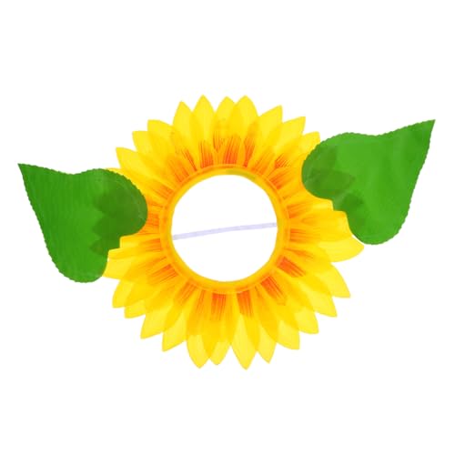 Amosfun 1 Set lustige Performance-Requisiten, Sonnenblumen-Kopfbedeckung mit Handschuhen, lebendiger Cosplay-Blumenhut für Partys, Festivals und Bühnenauftritte, zufällige Farbe von Amosfun