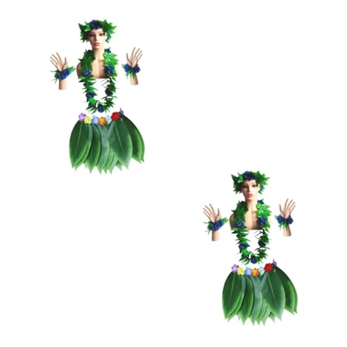 Amosfun 10 hochzeitslaken wedlock grün ti blatt hula hawaiian rock kits Hawaii-Partykostüm Hawaii-Outfits anzugtasche Strand Performance-Kostüm Hula-Rock Kleidungsset Bankett von Amosfun