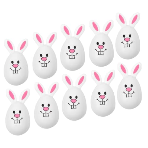 Amosfun 10St bemalte Eier The holid plastikenten snoep Candy Easter Decoration Beute eiförmige Kaninchen Hasenförmig Schäler favorisieren osterparty versorgung Geschenkboxen zu Ostern Weiß von Amosfun