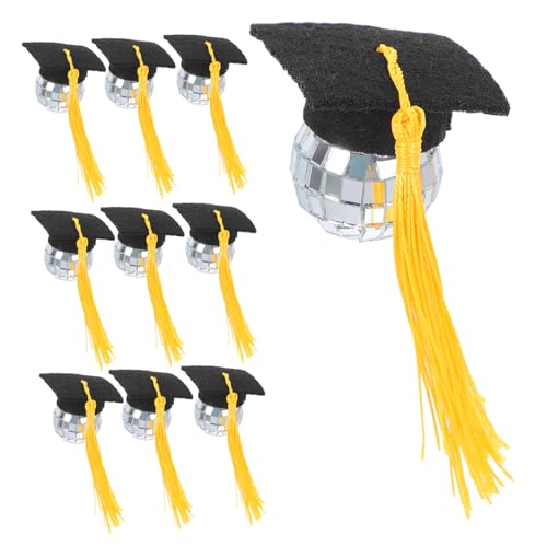 Amosfun 10pcs Disco Ball Graduation Cap Cupcake Toppers Tassel Entworfene Topper Für Abschlussfeiern Abschlusssaison Kuchen Dekore Für High School Colleges University von Amosfun