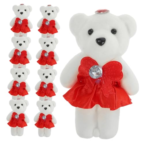 Amosfun 10st Bärenverzierung Puppe Auto Mini-hochzeitsbär Hase Plüsch Ornamente Dekorationen Tragen Ausgestopft Weicher Stoffbär Bequemer Kuschelbär Kuscheltiere Bär Schaum Rot von Amosfun