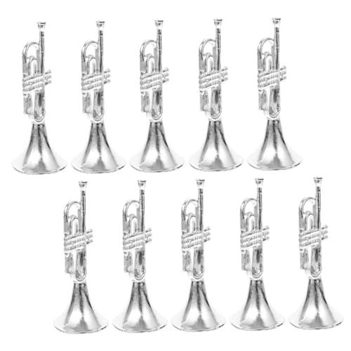 Amosfun 10st Musikinstrumentenmodell Mini-trompete Trompetenfigur Krachmacherspielzeug Miniatur-trompetenmodell Musikinstrumente Spielzeug Wunderschönes Plastik Schreibtisch Zubehör von Amosfun
