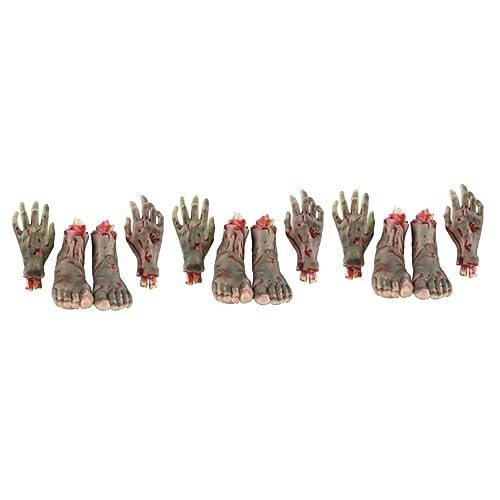 Amosfun 12 STK Füße Stütze Menschliche Teile Hände Stütze Streich-Requisite Prothetische Hand Halloween von Amosfun