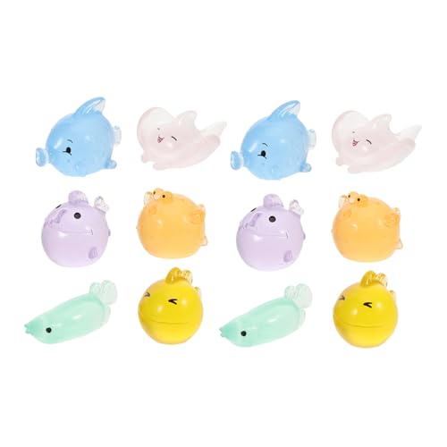 Amosfun 12 Stück Kleine Fischornamente Fischtankverzierungen Wasserprodukte Dekofiguren für Aquarien Miniatur -Dinge EIN Muss für Aquarien leuchtende Aquariendekorationen Harz von Amosfun
