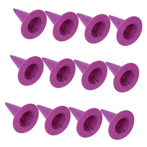 Amosfun 12 Stück Mini Filz Hexenhüte Halloween Flaschen und Cupcake Dekoration Kleine Filzhüte als Flaschenverschluss und Diy Bastelaccessoires für Festliche Partys und Kreative Projekte von Amosfun