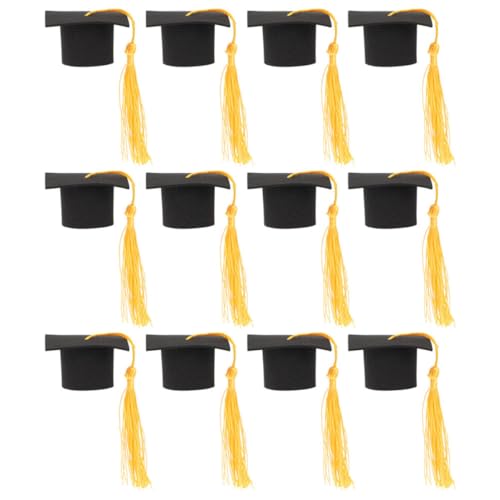 Amosfun 12St Cupcake-Topper für die Abschlussfeier abschlussgeschenk party sachen Kuchendeckel Abschluss-Kuchen-Topper-Mütze dekoration Grad Cap Cupcake Topper Abschlussdeckel für Cupcakes von Amosfun