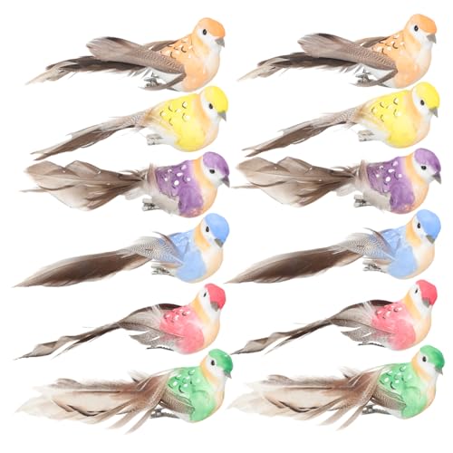 Amosfun 12St Simulationsvogel Vögel Gartendeko Vögel Wand Krähe kleine Spatzenverzierung Outdoor- Animal Figures gartendekoration lebensechte Spatzenverzierung Schmuck Handwerk Schaum von Amosfun