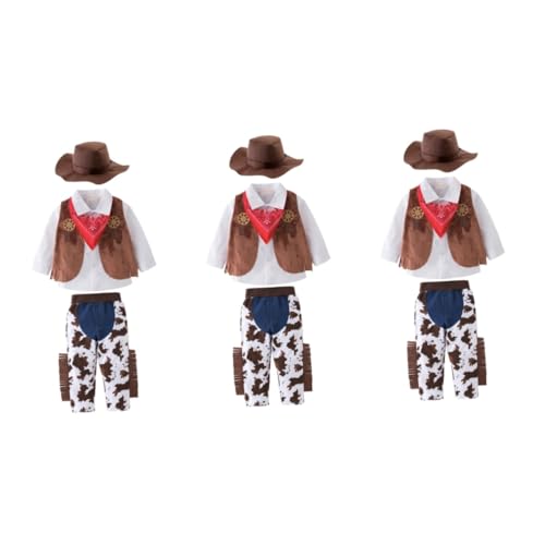 Amosfun 15 ausgefallener Western- für Jungen -Outfits anziehen Cowboyhut für Kinder Kleidung für Jungen schickes kleid für jungen Rollenspielkleid für Jungen Halloween von Amosfun