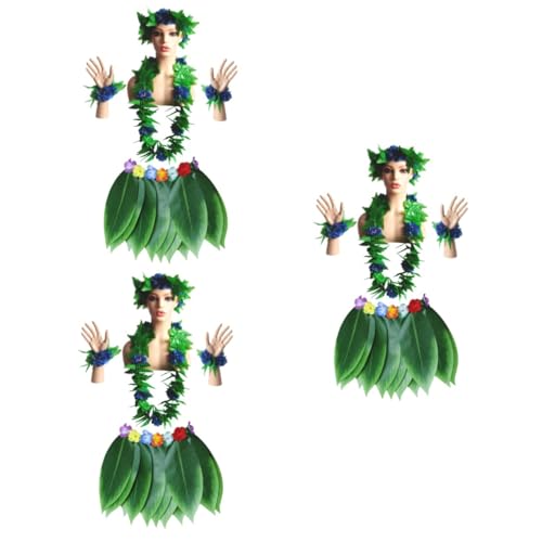 Amosfun 15 hochzeitslaken wedlock Party costume Hawaii-Partykostüm Luau-Partykostüm kleidung Künstliche Blumengirlande Strand Hibiskus Rock Anzug Stirnband Bankett Performance-Kostüm von Amosfun
