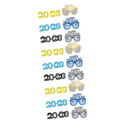 Amosfun 18 Stk 2023 Brille Frohes Neues Jahr Brille Party-fotobrille Partybrille Partydekorationen Für Das Neue Jahr Neujahrsparty-brille Party-brillengestell Cosplay Kleidung Schokoriegel von Amosfun