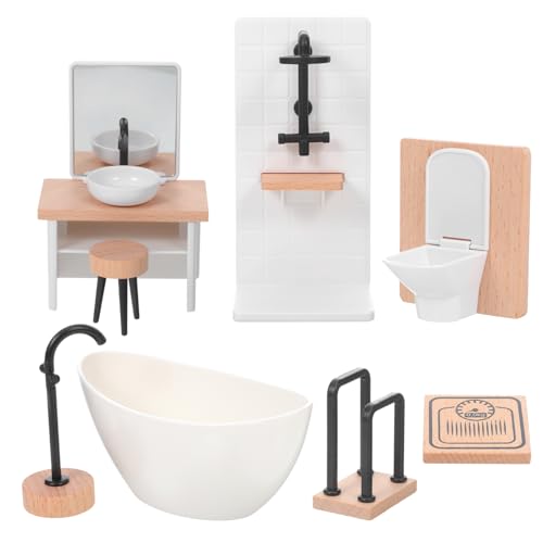 Amosfun 1Set Puppenhaus 1:12 Miniatur Badewanne Dusche Waschbecken Toilette Badezimmer Szene Puppenhaus Dekoration Kinder Rollenspiel Set Amosfun 1Set Puppenhaus 1:12 Miniatur Badewanne Dusche Waschbecken Toilette Badezimmer Szene Puppenhaus Dekoration Kinder Rollenspiel Set von Amosfun